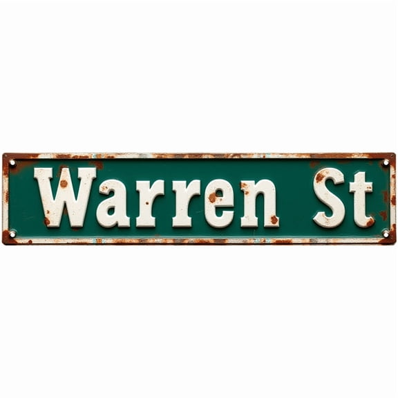 Retro Tin Sign 16*4 Inch Warren St Sign - For Man Cave, Kitchen, Patio | man cave decor, retro kitchen decor, patio signs