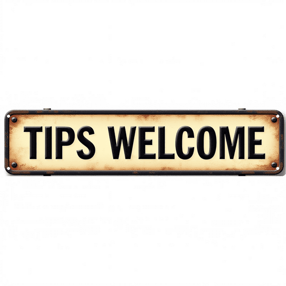 Retro Tin Sign 16x4 Inch Tips Welcome Design - Great for Bar, Restaurant, Cafe Outdoor Decor