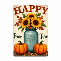 Retro Tin Sign Fall Thanksgiving Pumpkin Leaves Mason Jar Metal Sign Thanksgiving Day Wall Art Decor Welcome Holiday Decor Iron Plaque Sign for Club Bar Garage Wall Decor 8*12inch