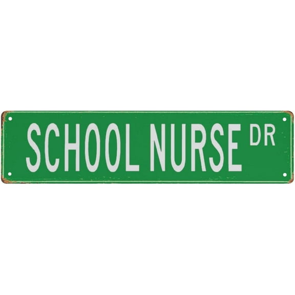 Retro Tin Sign Funny School Nurse DR Tin Sign Decoration Creative Fun Home Bathroom Patio Bar Bar Poster Sign 6x16 Inch
