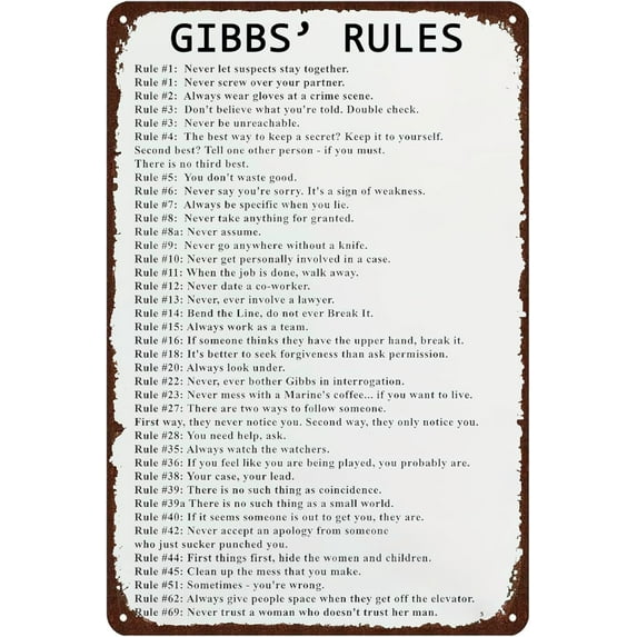 Retro Tin Sign Gibbs-Rules Funny Vintage Metal Signs Scoring Rules Poster Retro Wall Art Sign Rustic Decoration For Bar Kitchen Home Garage Man Cave 8x12 Inches
