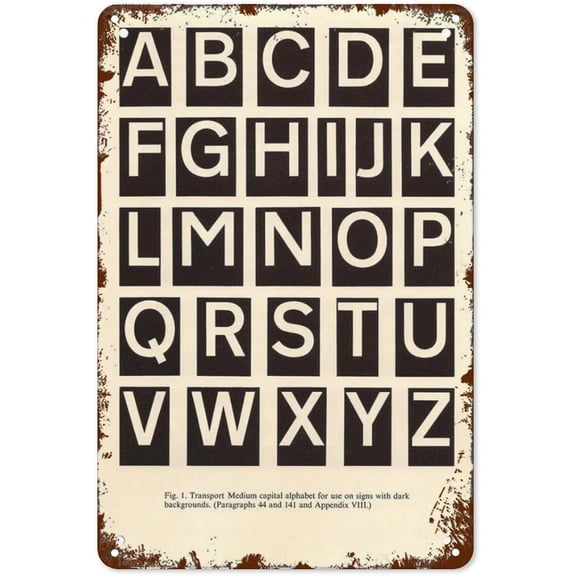Retro Tin Sign London Transport Alphabet Metal Wall Decor 8x12 Inch Vintage Style for Home Garden Yard