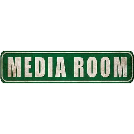 Retro Tin Sign - Media Room Sign - Rustic Metal Street Sign or Door Name Plate Plaque, 4"x16"