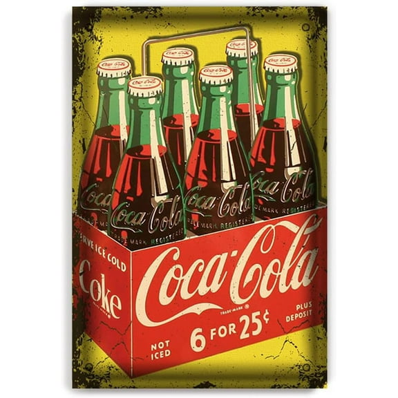 Retro Tin Sign Metal Poster Vintage Wall Decor Coca Cola Coke for Pub Restaurants Cafe Club Plaque Man Cave Wall 8x12 Inch