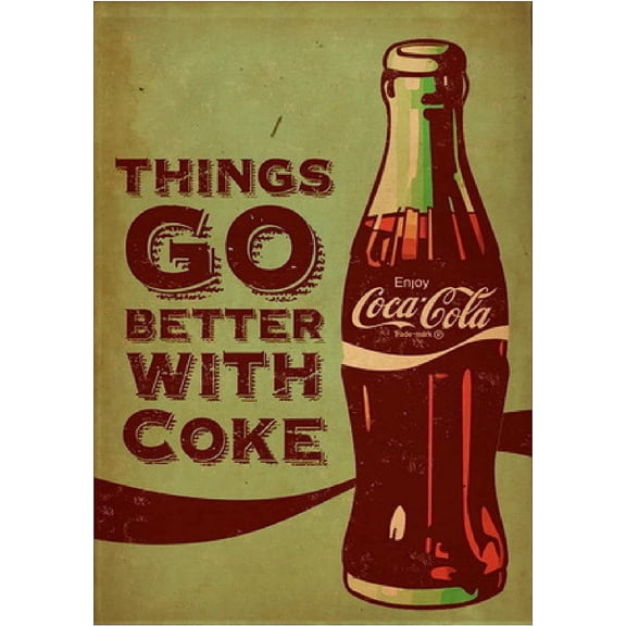 Retro Tin Sign Metal Poster Vintage Wall Decor Coca Cola, Things Go Better with Coke, for Pub Restaurants Cafe Club Plaque Man Cave Wall 8x12 Inch