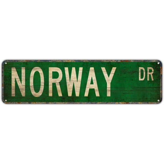 Retro Tin Sign NORWAY DR Vintage Metal Sign 4x16 Inch