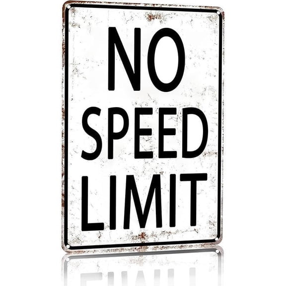 Retro Tin Sign No Speed Limit Sign For Man Cave Garage Bedroom Vintage Style Wall Art Decor 8X12 Inch