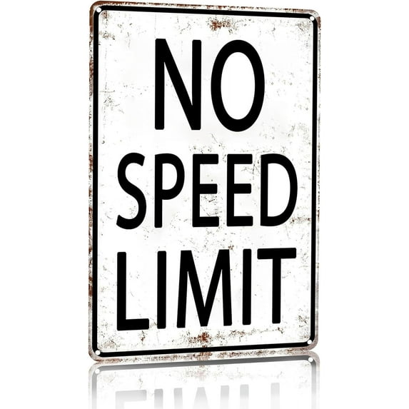 Retro Tin Sign No Speed Limit Sign for Man Cave Garage Bedroom Vintage Style Wall Art Decor 8 x 12 Inch (3096)