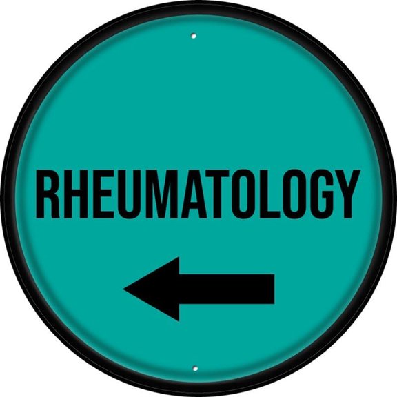 Retro Tin Sign Rheumatology Arrow Left Circular Rust Free Aluminum Sign - Printed With Professional Graphics - Easy To Mount - Indoor & Outdoor