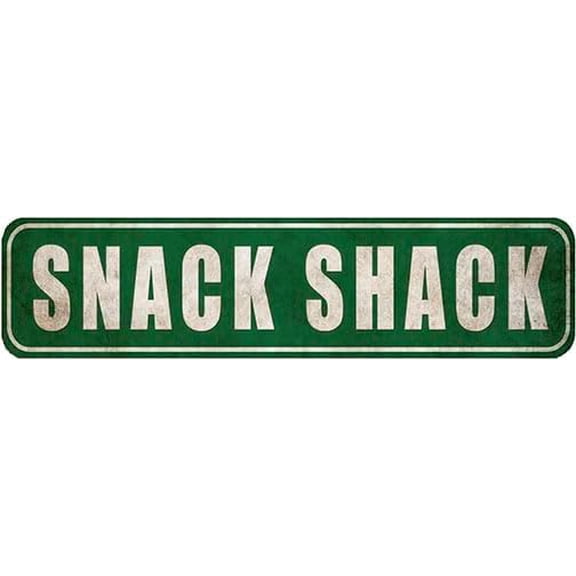 Retro Tin Sign - Snack Shack Metal Sign, Farmhouse Custom, Rustic Street Sign or Door Name Plate Plaque, 4x16 Inch