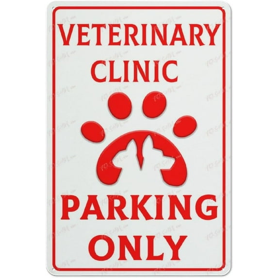 Retro Tin Sign Veterinary Clinic Parking Only Sign Wall Art Decor Public Vintage Retro Tin Metal Sign Plaque 8X12 Inch