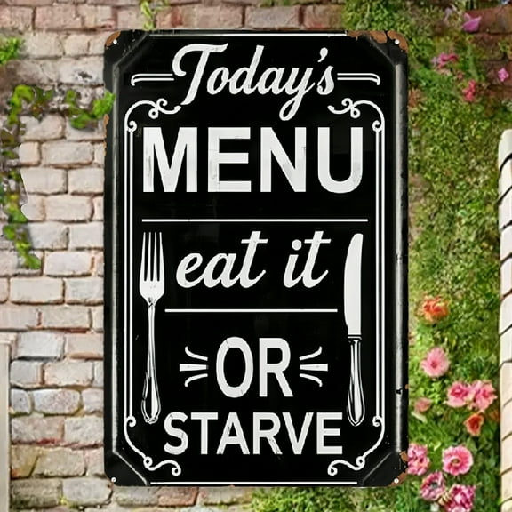 Retro Tin Sign - Vintage Metal Wall Art for Home, Cafe, Garage, or Office - Durable, Colorfast & Weather-Resistant - Thoughtful Gift Idea for Any Space - Today's MENU Wall Decor For Home Kitchen