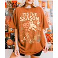 thumbnail image 1 of Retro 'Tis The Season Skeleton Pumpkin Ghost Halloween TShirt | Y2K Halloween | Women's Shirt, 1 of 8