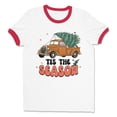 thumbnail image 1 of Retro Tis the Season Ringer Tee Shirt Unisex Large White/Red, 1 of 5