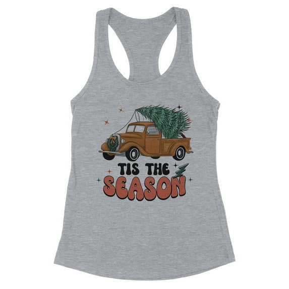 Retro Tis the Season Tank Top Fitted Racerback Women's 2X-Large Heather Grey