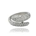 thumbnail image 1 of Mens Titanium Steel Snake Ring Polished Band Geometric Design Silver White Stone Ring Fashion Jewelry Gift Now, 1 of 7