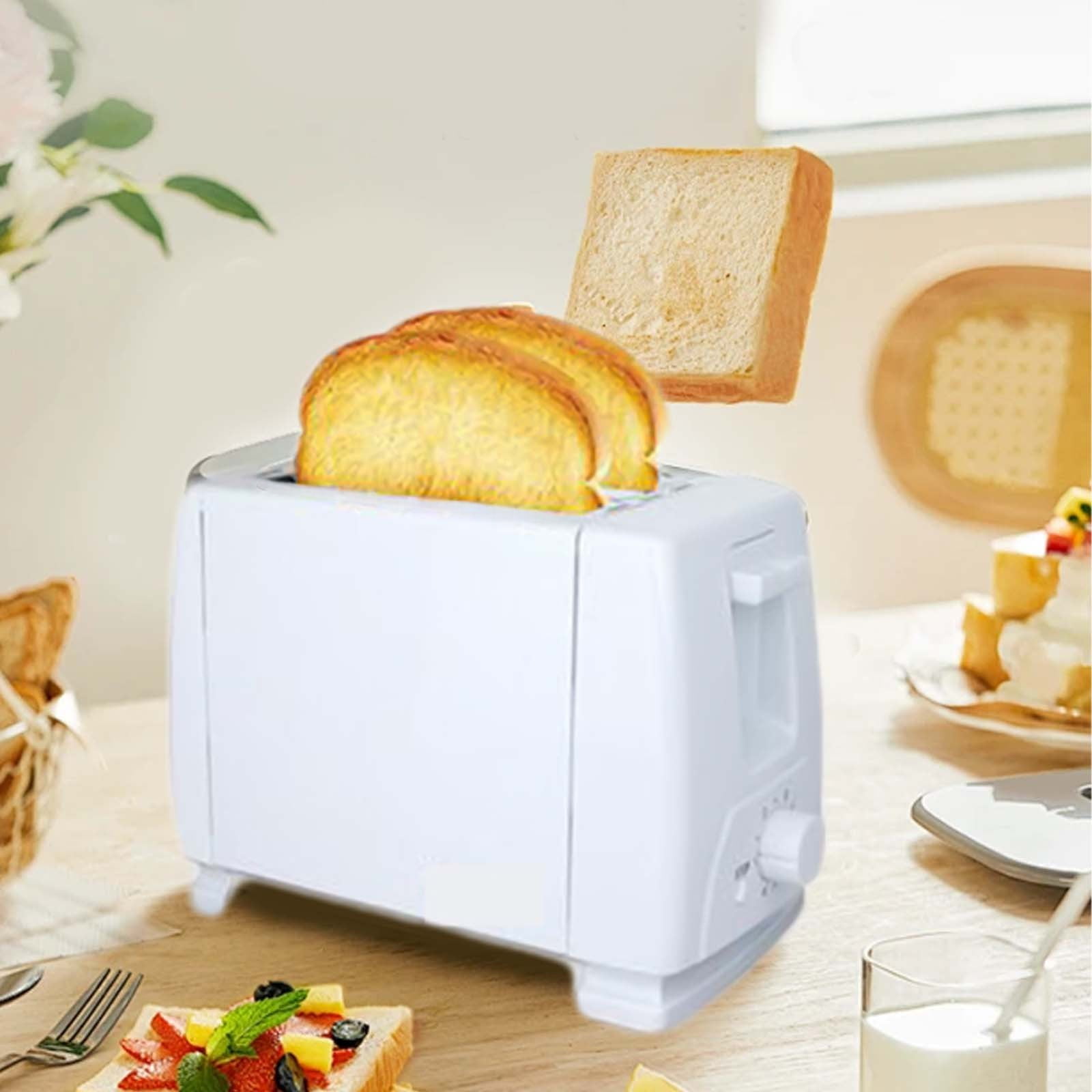 Retro Toaster with 6 Functions for Breakfast, Stainless Steel Bread Toaster with Removable Crumb Tray, Vintage White 2 Slice Toaster for Indoor Use