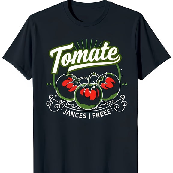 Retro Tomato Graphic Black T-Shirt Stylish Chest Design for Tomato Lovers