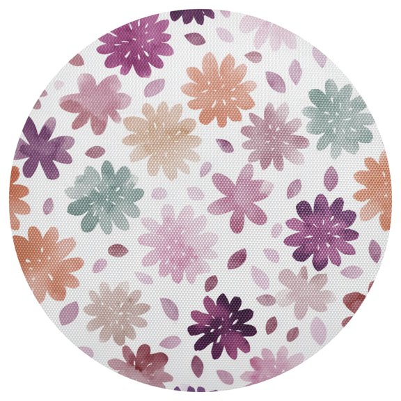 Retro Tone Watercolor Flower Petals PVC Round Grid Placemat Table Mat 1 Pc 15.4" x 15.4"