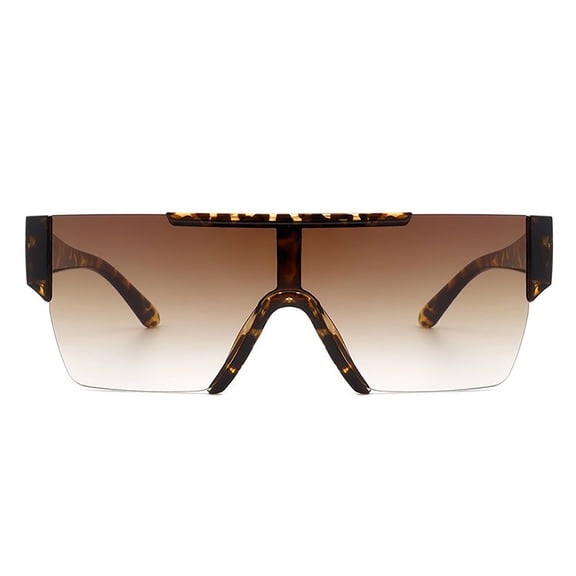 Retro Tortoiseshell One-Piece Sunglasses, UV Protection Brown Gradient Lens Shades, Trendy Fashion Shades for Women