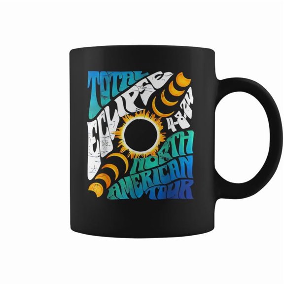 Retro Total Eclipse 2024 Groovy North American Tour Concert Coffee Mugs