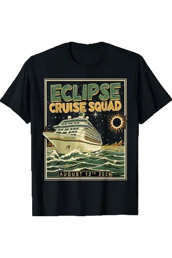 Retro Total Solar Eclipse 2026 Cruise Squad August 12th 2026 T-Shirt