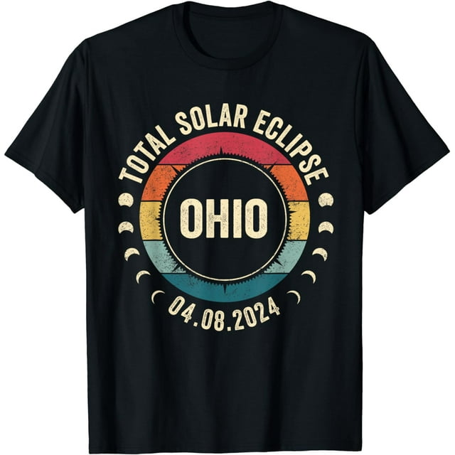 Retro Total Solar Eclipse April 8 2024 State Ohio 4.08.24 T-Shirt ...