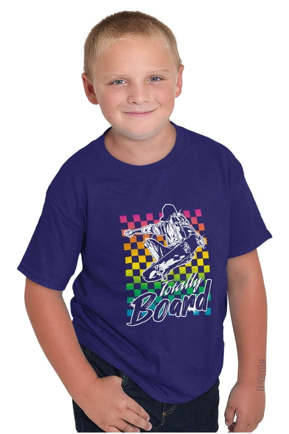Retro Totally Board Skateboarding Pun Crewneck T Shirts Boy Girl Teen Brisco Brands M