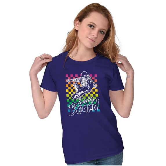 Retro Totally Board Skateboarding Pun Womens Slim Fit Graphic Tee Brisco Brands S