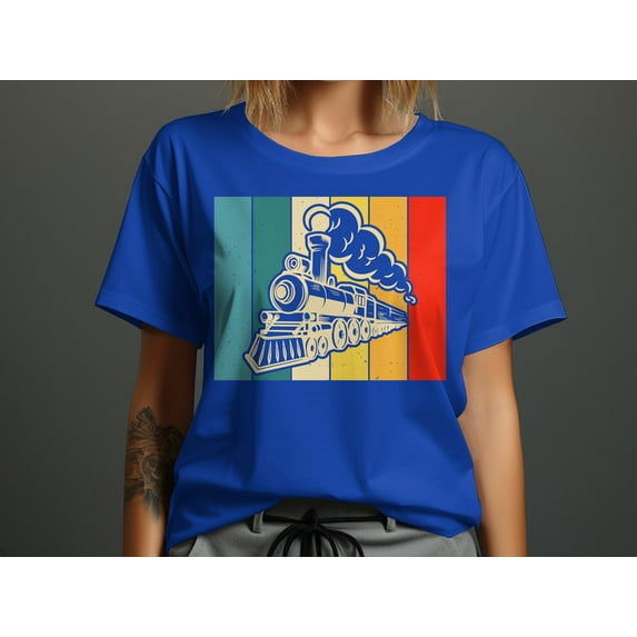 Retro Train Locomotive Tshirt for Men Women, Ladies & Youth Train Lover Journey Gift Kids Boys Girls, Steam Locomotive Gift T-shirt