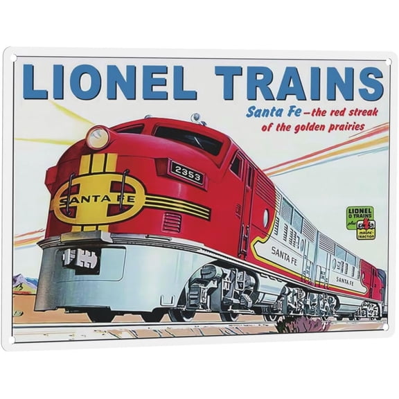 Retro Train Railroad Metal Tin Sign Wall Art Decor, Santa Fe Style Poster, 8 x 12 Inch Decorative Sign