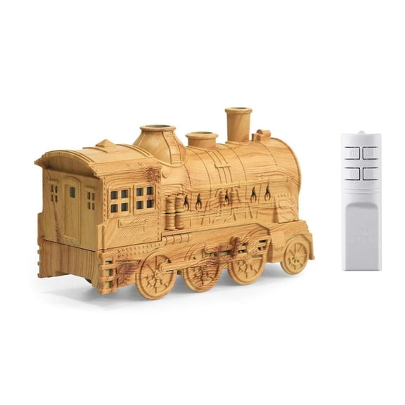 Retro Train-Shaped Ultrasonic Humidifier With Remote Control, 300ml Aromatherapy Diffuser, 2H/8H Timer, Dual Mist & 4 LED Light Modes, Quiet For Bedroom Office
