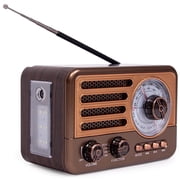 Retro Transistor Radio, Small Rechargeable Portable Radio, Personal Radio AM FM SW with 1800mAh Lithium-ion Battery, Support TF Card/Aux/USB MP3 Player Perfect for Indoor, Outdoor Use - Bronze