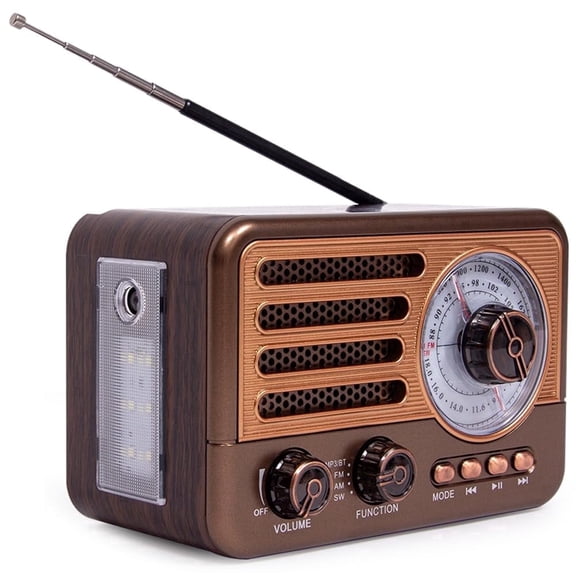 Retro Transistor Radio, Small Rechargeable Portable Radio, Personal Radio AM FM SW with 1800mAh Lithium-ion Battery, Support TF Card/Aux/USB MP3 Player Perfect for Indoor, Outdoor Use - Bronze