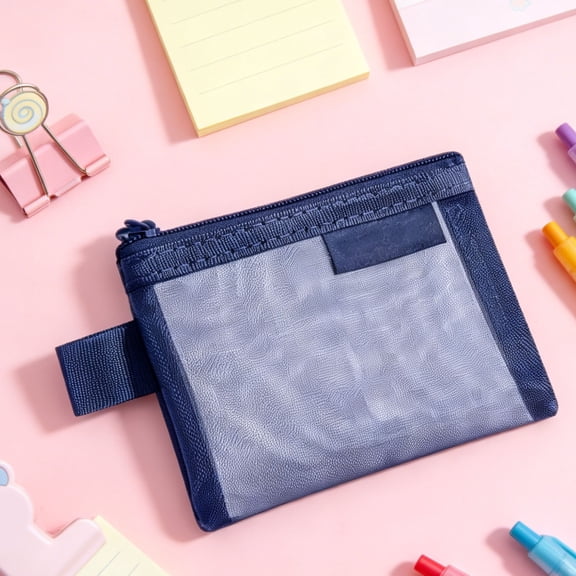 Retro Transparent Mesh Storage Pouch, Coin Purse Lipstick Cosmetic Bag, Lightweight Zipper Travel Organizer, Mini Portable Card Holder