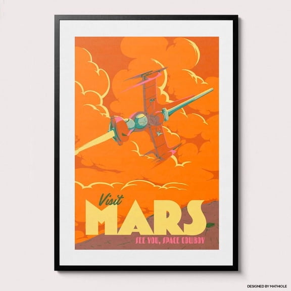 Retro Travel Style Mars Theme Cowboy Bebop Anime Poster Print Wall Art Decor 24x36 UNFRAMED