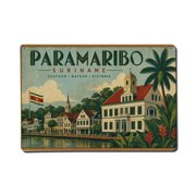 Retro Travel Suriname Paramaribo Vintage Metal Tin Sign Plaque Wall Decor for Cafe, Club, Garden Metal Poster 8x12Inch