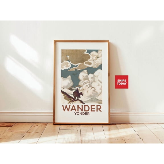 Retro Travel Wander Yonder Mountain Wall Art Print Unframed Paper Print