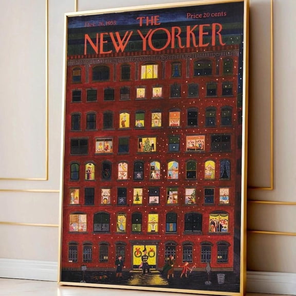 Retro Tree Window New Yorker Poster, Vintage Apartment Poster,, Unframed Poster Size 8x12