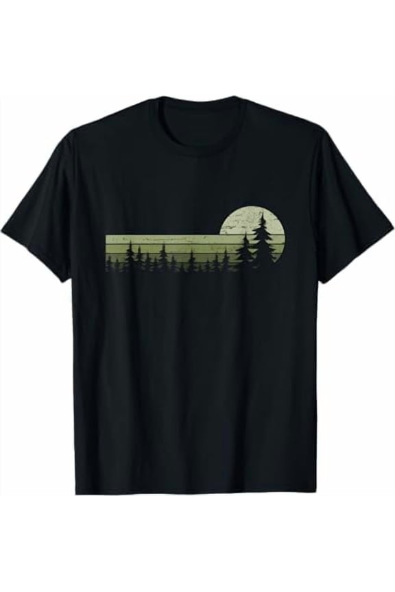 Retro Trees Outdoors Nature Forest Vintage T-Shirt Outdoor Tree Nature Lover Shirt Unisex Pure Cotton Tee