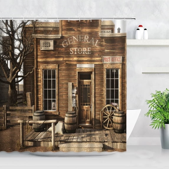 Retro Trees Wood Grain Shower Curtain Old Wooden Board Personality Home Decor Waterproof Fabric Bathroom Curtains with 12