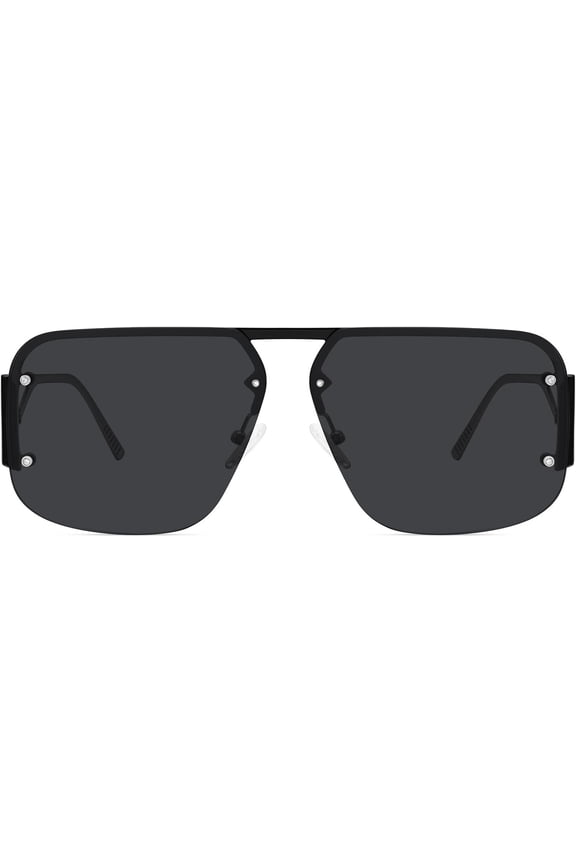 Retro Trendy Aviator Sunglasses Womens Mens Large  Square Sun Glasses Metal Rimless Frame Shades FZN904