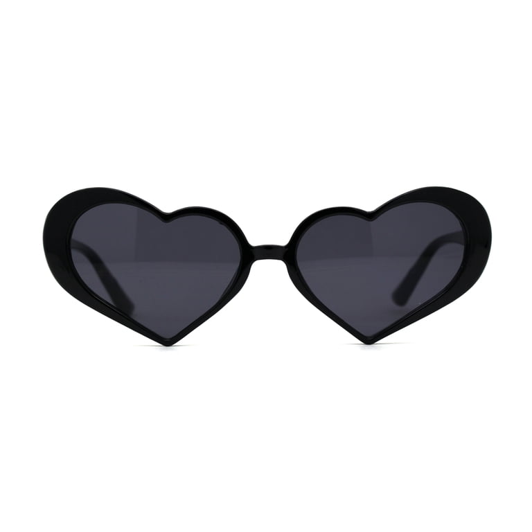Retro Trendy Hippie Heart Shape Plastic Sunglasses All Black  display picture 1