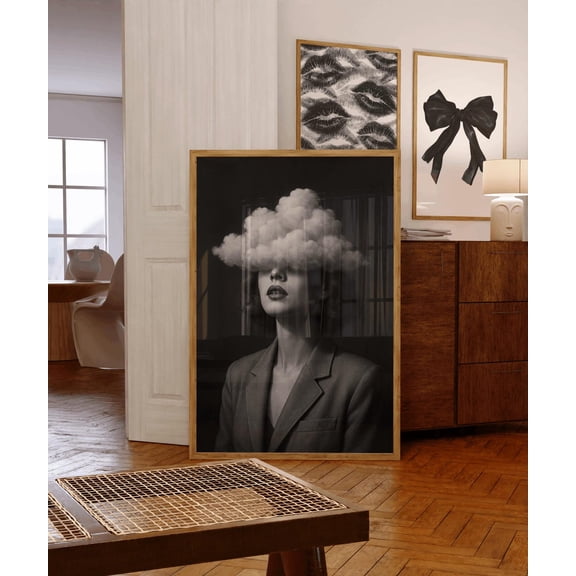 Retro Trendy Poster, Pop Art Apartment Aesthetic, Collage Print Head In The Clouds, Delulu Print, Collage Dorm Room Home Decor #143, Unframed Poster Size 8x12