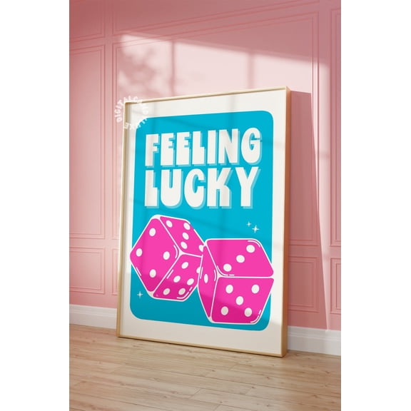 Retro Trendy Prints Blue Pink Dopamine Wall Decor Preppy Eclectic Bar Cart, Unframed Paper Print Size 8x12