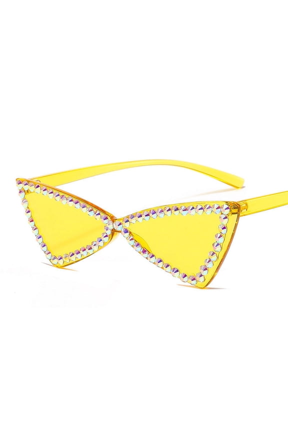 Retro Triangle Rimless Rhinestone Sunglasses for Women, Trendy Cat Eye Sunglasses with PC Lenses and Frame, Fashion Eyewear