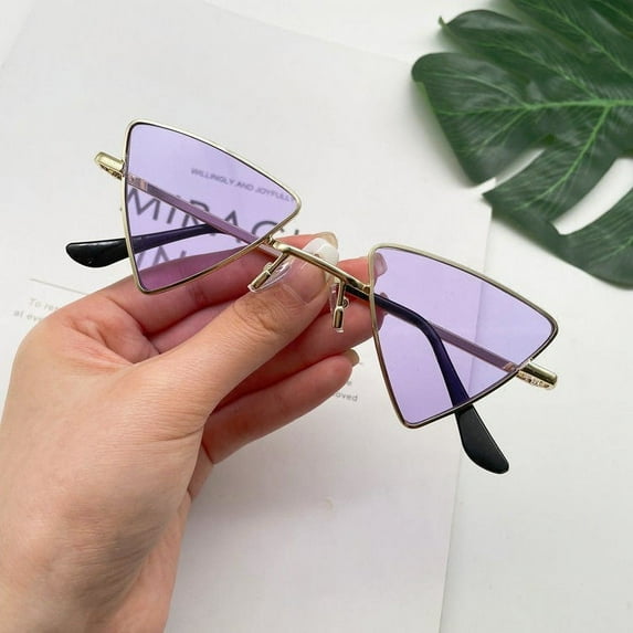 Retro Triangle Sunglasses: Small Frame, Funny, Decorative, Unisex Design, PC Lenses, Perfect for Round Faces