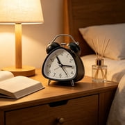 Retro Triangle Twin Bell Alarm Clock, Loud Non-Ticking Desk Clock for Heavy Sleepers
