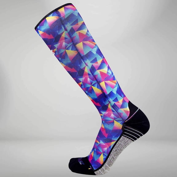 Retro Triangles Compression Socks (Knee-High) S / Blue-Pink