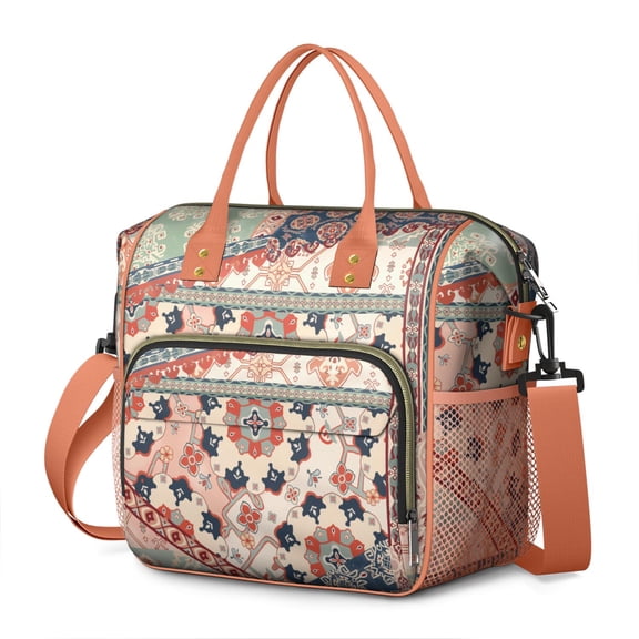Retro Tribal Rustic Style Cooler Tote - Large Insulated Picnic Bag for Gym